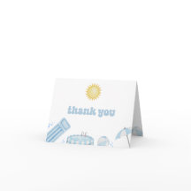 Blue Boy Pool Party Baby shower Dank je wel kaart