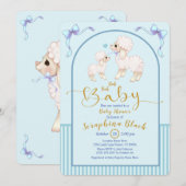 Blue Boy Sheep en Lamb Baby shower Invitation Kaart (Voorkant / Achterkant)
