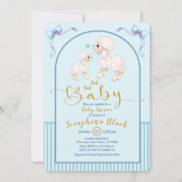 Blue Boy Sheep en Lamb Baby shower Invitation Kaart