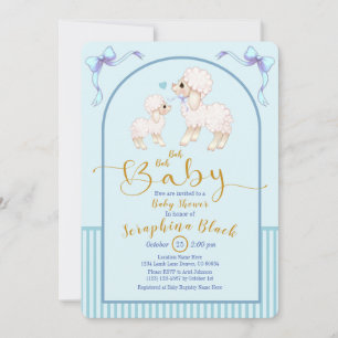 Blue Boy Sheep en Lamb Baby shower Invitation Kaart
