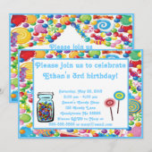 Blue Boy Snoep Winkeluitnodiging Kaart (Voorkant / Achterkant)