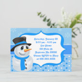 Blue Boy Snowman Birthday Uitnodiging (Staand voorkant)