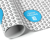 Blue Boy Soccer Birthday Party Cadeaupapier (Rol Hoek)