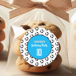 Blue Boy Soccer Birthday Party Ronde Sticker