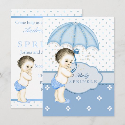 Blue Boy Sprinkle Baby shower Kaart (Voorkant / Achterkant)