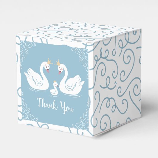 Blue Boy Swan Baby shower Bedankdoosjes (Voorkant Zijde)