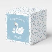 Blue Boy Swan Baby shower Bedankdoosjes (Voorkant Zijde)