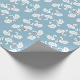 Blue Boy Swan Baby shower Cadeaupapier