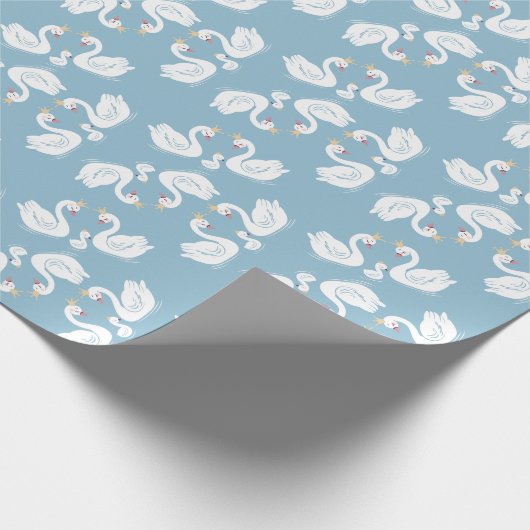 Blue Boy Swan Baby shower Cadeaupapier (Hoek)