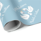 Blue Boy Swan Baby shower Cadeaupapier (Rol Hoek)