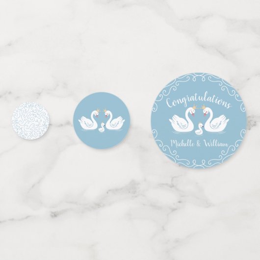 Blue Boy Swan Baby shower Confetti (Voorkanten)