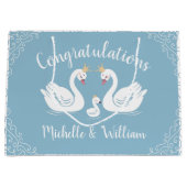 Blue Boy Swan Baby shower Groot Cadeauzakje (Voorkant)