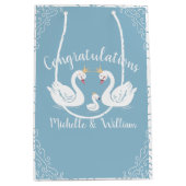 Blue Boy Swan Baby shower Medium Cadeauzakje (Voorkant)