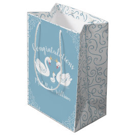 Blue Boy Swan Baby shower Medium Cadeauzakje