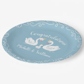 Blue Boy Swan Baby shower Papieren Bordje (Gekanteld)