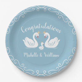 Blue Boy Swan Baby shower Papieren Bordje