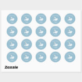 Blue Boy Swan Baby shower Ronde Sticker (Vel)