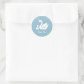 Blue Boy Swan Baby shower Ronde Sticker (Tas)