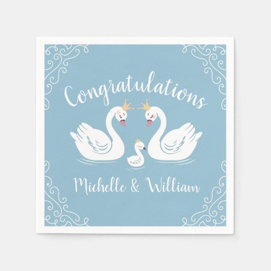 Blue Boy Swan Baby shower Servet (Voorkant)