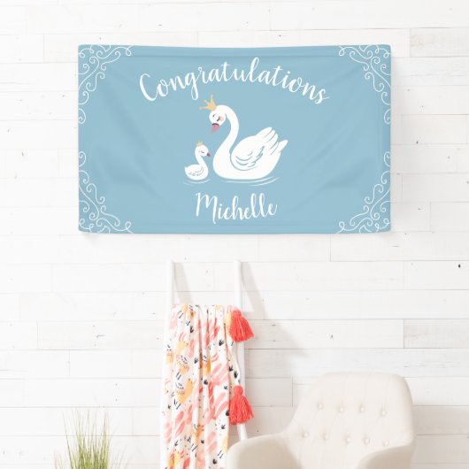 Blue Boy Swan Baby shower Spandoek (Insitu)