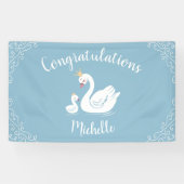 Blue Boy Swan Baby shower Spandoek (Horizontaal)