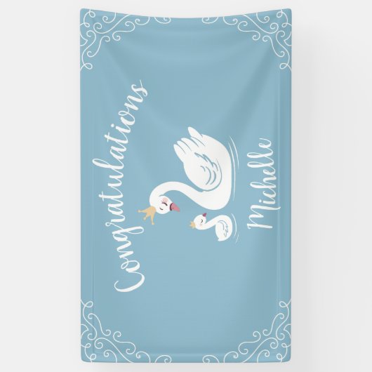 Blue Boy Swan Baby shower Spandoek (Verticaal)