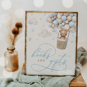 Blue Boy Teddy Bear Baby shower Books & Gifts Sign Poster