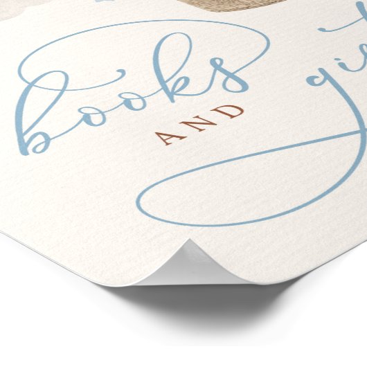 Blue Boy Teddy Bear Baby shower Books & Gifts Sign Poster (Hoek)