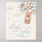 Blue Boy Teddy Bear Baby shower Books & Gifts Sign Poster (Voorkant)