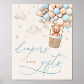 Blue Boy Teddy Bear Baby shower Diapers & Gift Poster (Voorkant)