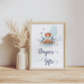 Blue Boy Teddy Bear Baby shower Diapers & Gift Poster