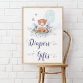 Blue Boy Teddy Bear Baby shower Diapers & Gift Poster