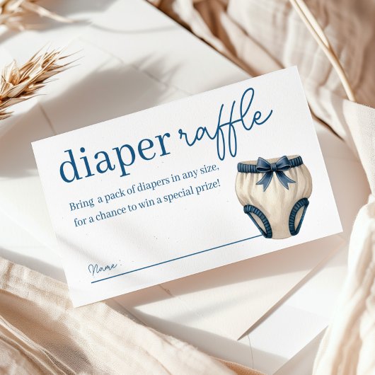 Blue Boy Teddy Bear Baby shower Luier Raffle Informatiekaartje