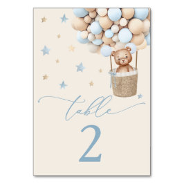 Blue Boy Teddy Bear Baby shower Table Number Kaart