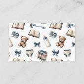 Blue Boy Teddy Bear Boeken voor Baby shower Informatiekaartje (Achterkant)