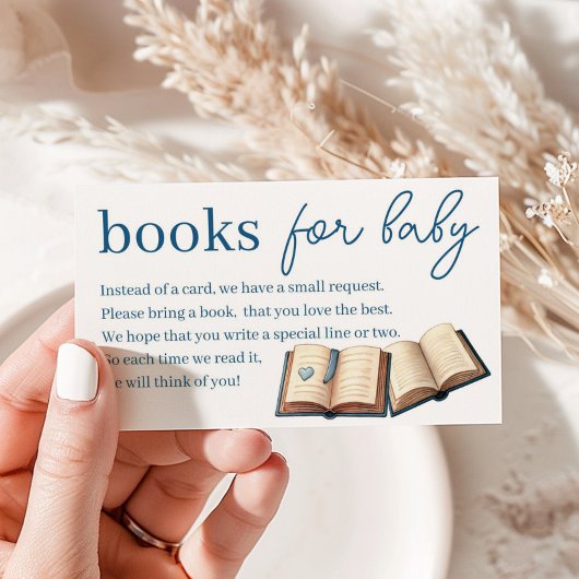 Blue Boy Teddy Bear Boeken voor Baby shower Informatiekaartje