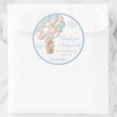 Blue Boy Teddy Bear Hete Luchtballon Baby shower Ronde Sticker (Tas)