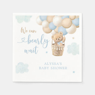 Blue Boy Teddy Bear Hete Luchtballon Baby shower Servet