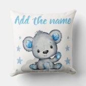 Blue Boy Teddy Bear met de naam Stars Sierkussen (Achterkant)