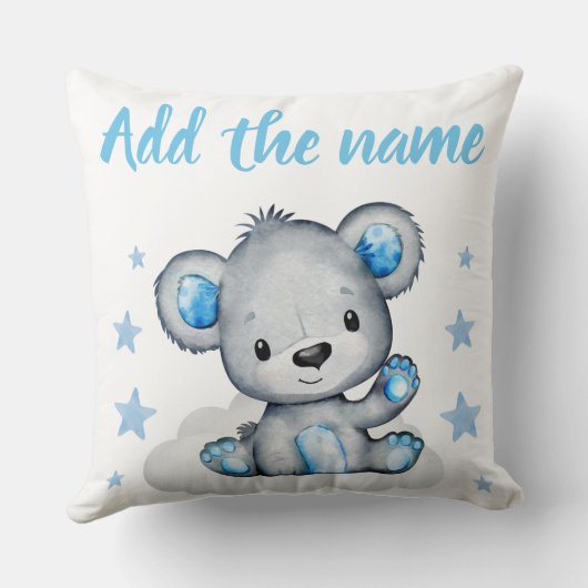Blue Boy Teddy Bear met de naam Stars Sierkussen (Achterkant)