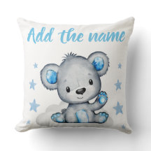 Blue Boy Teddy Bear met de naam Stars Sierkussen