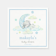 Blue Boy Teddy Bear op Moon Waterverf Baby shower