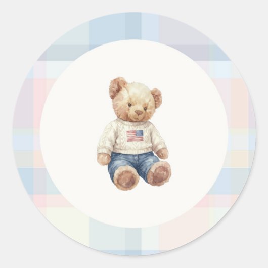 Blue boy teddy bear sticker (Voorkant)