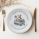 Blue Boy Teddybeer gepersonaliseerd Baby shower Papieren Bordje<br><div class="desc">Blue Boy Teddybeer Gepersonaliseerde Baby showers papieren Borden</div>