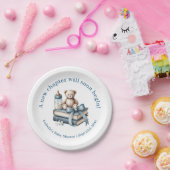 Blue Boy Teddybeer gepersonaliseerd Baby shower Papieren Bordje (Feest)