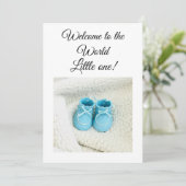 Blue Boy Tinny Foot baby shower Uitnodiging (Staand voorkant)