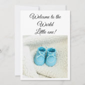 Blue Boy Tinny Foot baby shower Uitnodiging (Achterkant)
