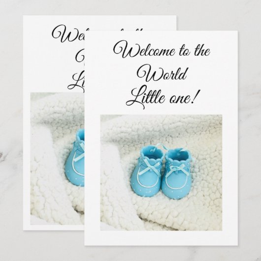 Blue Boy Tinny Foot baby shower Uitnodiging (Voorkant / Achterkant)