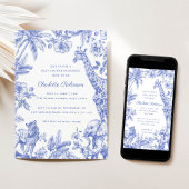 Blue Boy Toile Safari Elegant Baby shower Kaart