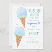 Blue Boy Two Scoops Ice Cream gezamenlijke verjaar Kaart (Voorkant)